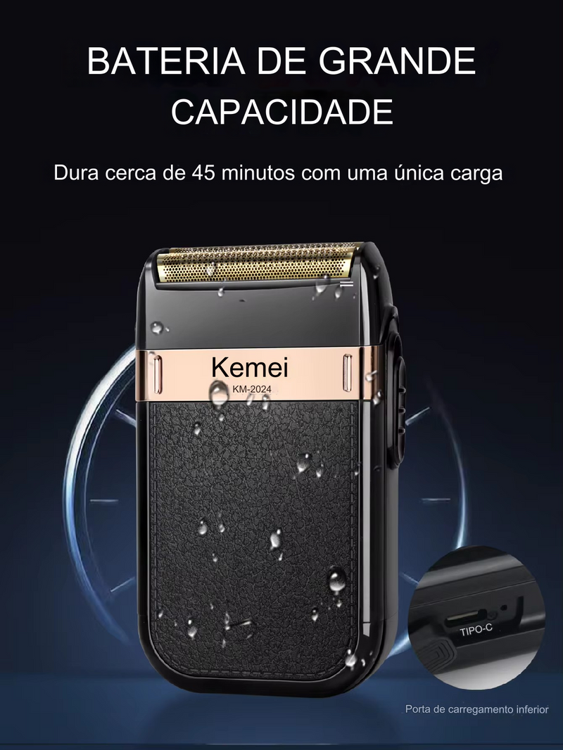 Barbeador elétrico Kemei para homens à prova d'água